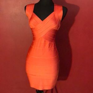 Stunning body con bandage orange dress